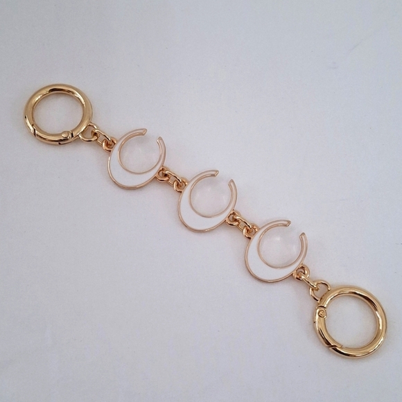 Handbags - Gold Tone & White Enamel C Shape/Cresent Moon Handbag Strap Extender